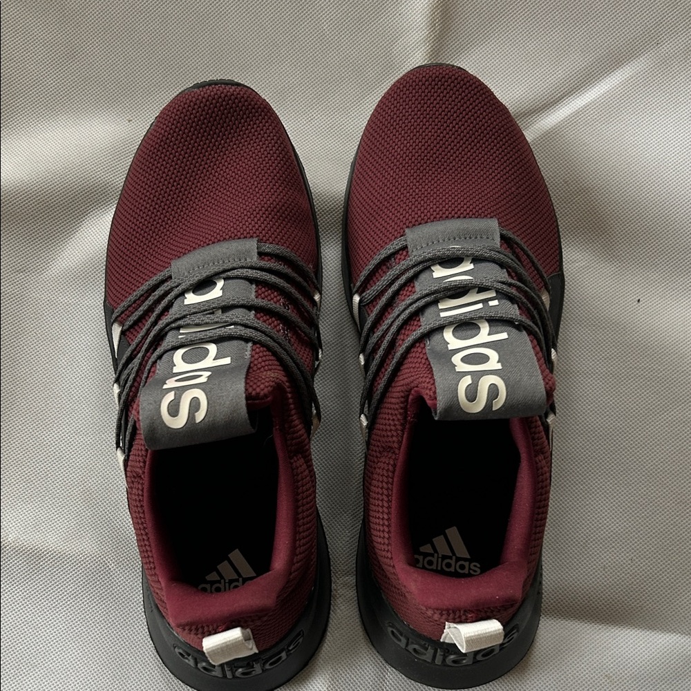 Adidas Men’s Burgundy and Gray Low-Top Running Shoes - New